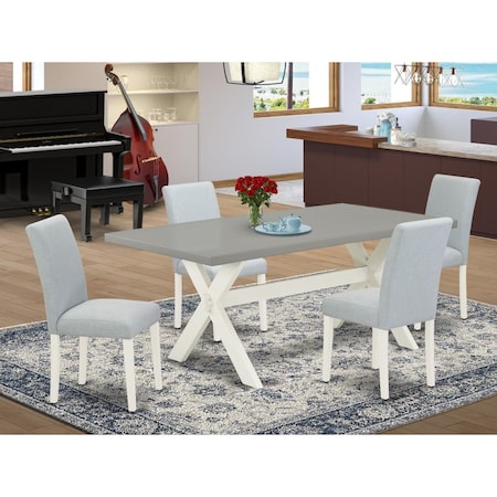 East West Furniture 5 Piece X-Style Dining Set - Linen White X097AB015-5